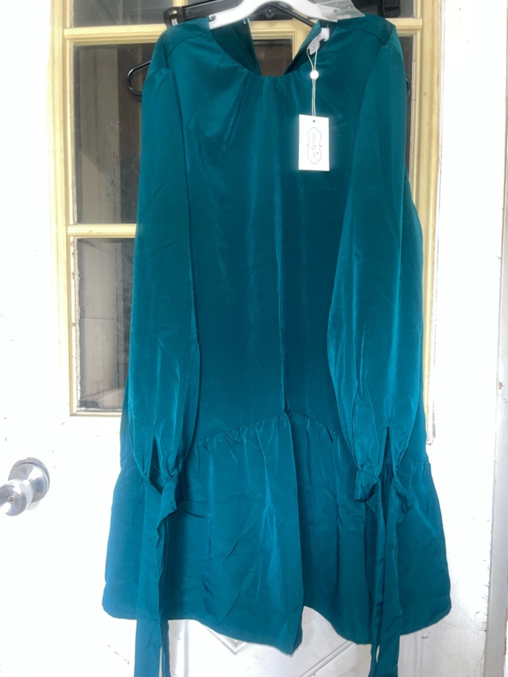 NWT Mud Pie Teal Long-Sleeve Tiered Dress